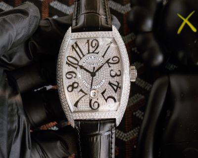 Perfect Replica Franck Muller Vanguard Diamond Bezel and Diamond  Arabic Markers Dial Watch